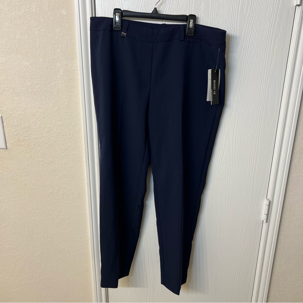 Zac & Rachel Bond 18 Pull-On Navy Blue Stretch Straight Slim Dress Pants Size 10